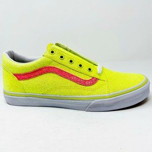 Vans Old Skool (Neon Glitter) Yellow True White Kids Girls Sneakers